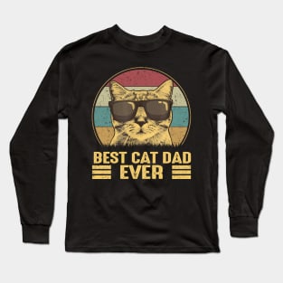 Vintage Best Cat Dad Ever Bump Fist Cool Shirt Long Sleeve T-Shirt